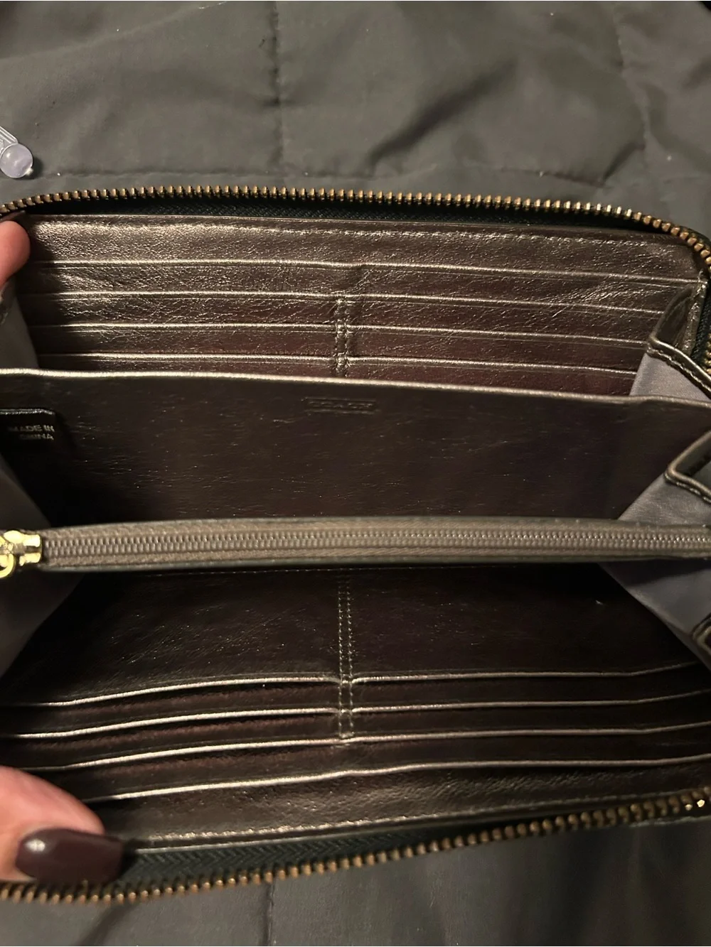 Coach Black Madison Gathered Leather  Zip-Around Wallet